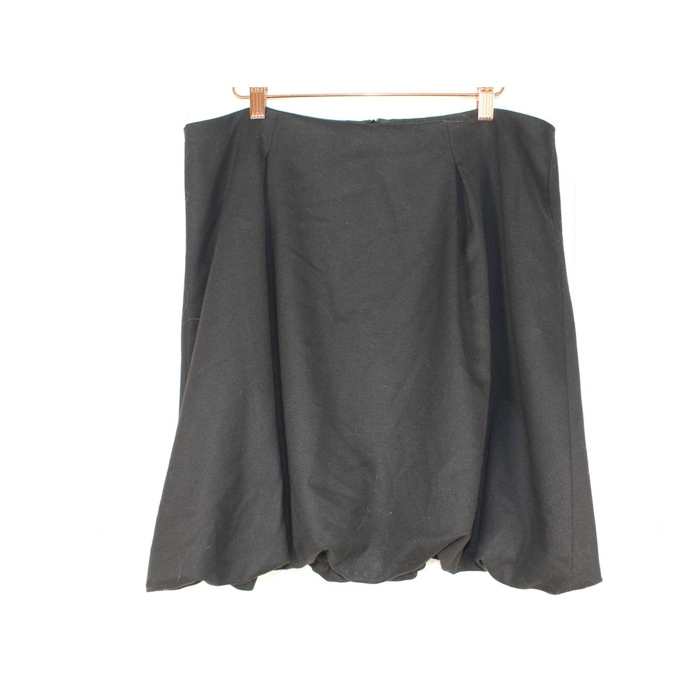 Trina Turk Women's Black Worsted Wool Blend Pleated Balloon Skirt Lined Size 12
